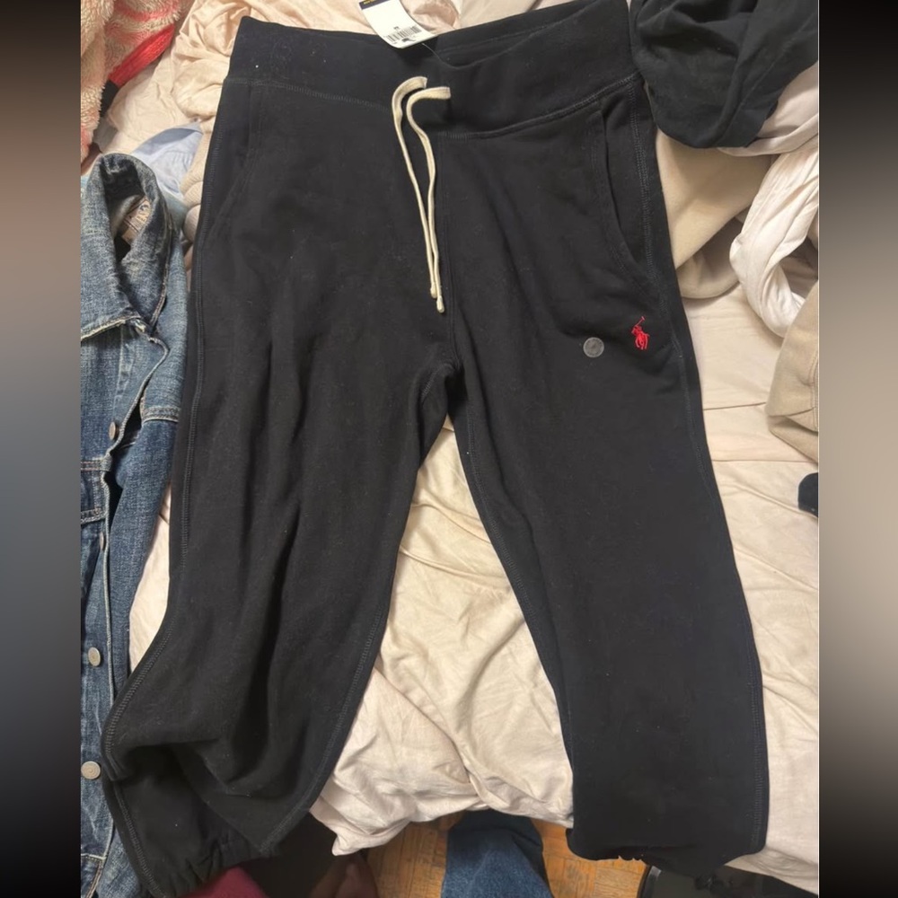 Ralph Lauren Black Mens Joggers with Red Logo
